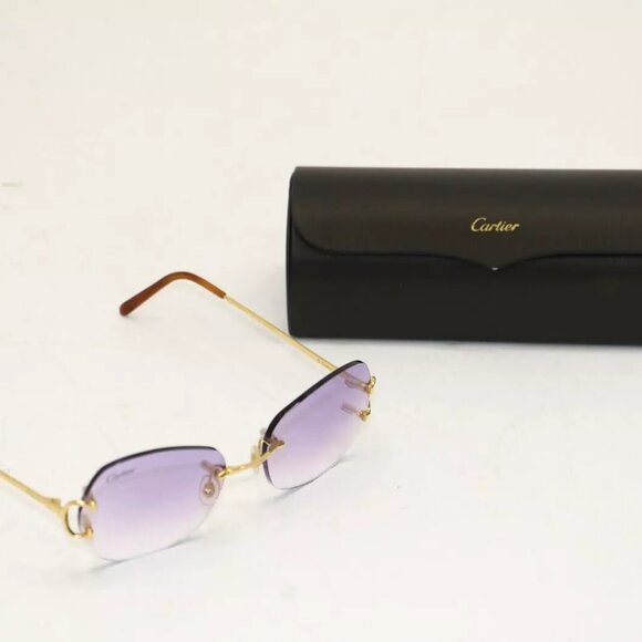 Cartier CT00920 001 Big C Purple Tinted Gold Glasses 140mm - Picture 1 of 16